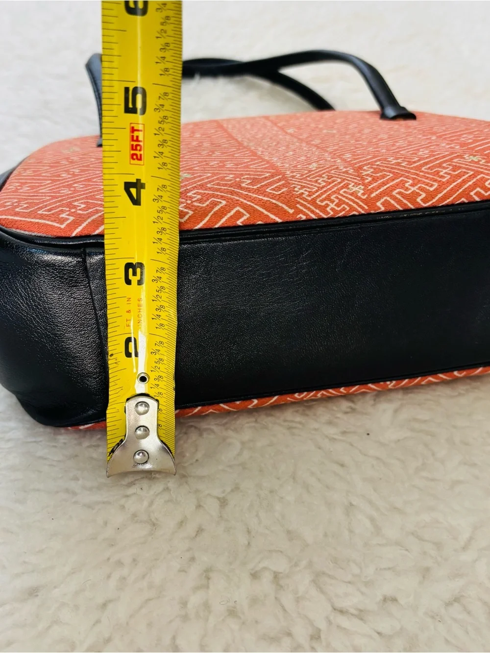 Kimono Japanese black leather  Orange Fabric Small Handbag/Satchels Bag